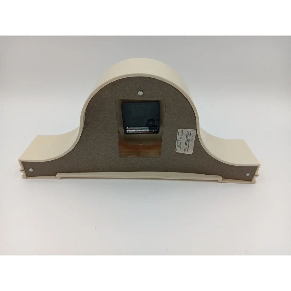 VTG Spartus Beige Mantle Clock #5228 Plastic USA WORKS 14x6.5